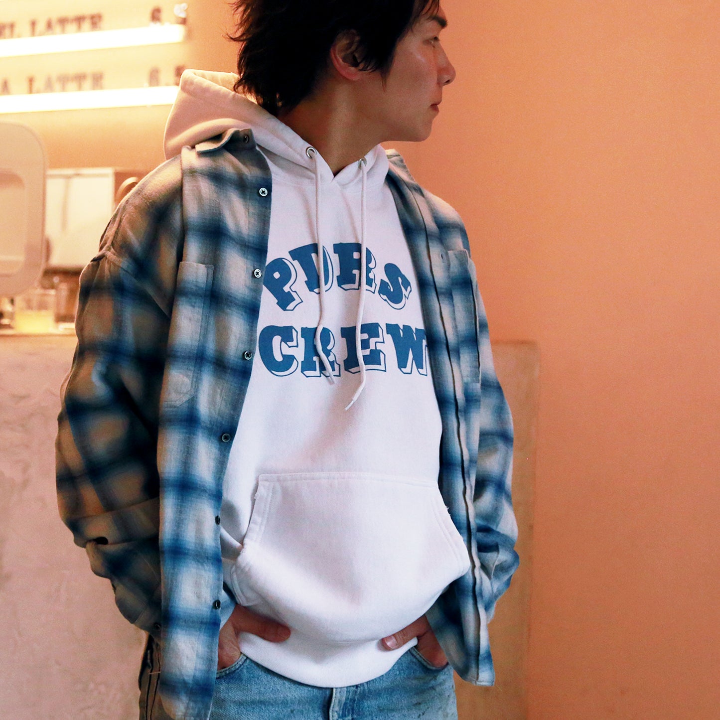 HEAVY WEIGHT CREW HOODIE / VANILLA WHITE