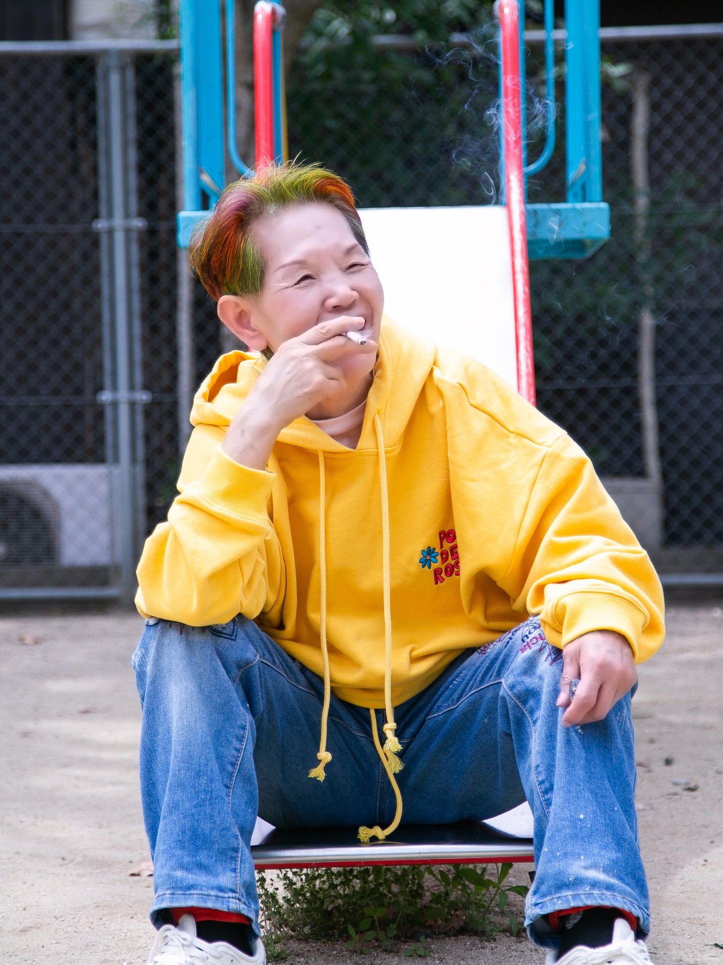 PODEROSA FLOWER LOGO HOODIE / YELLOW