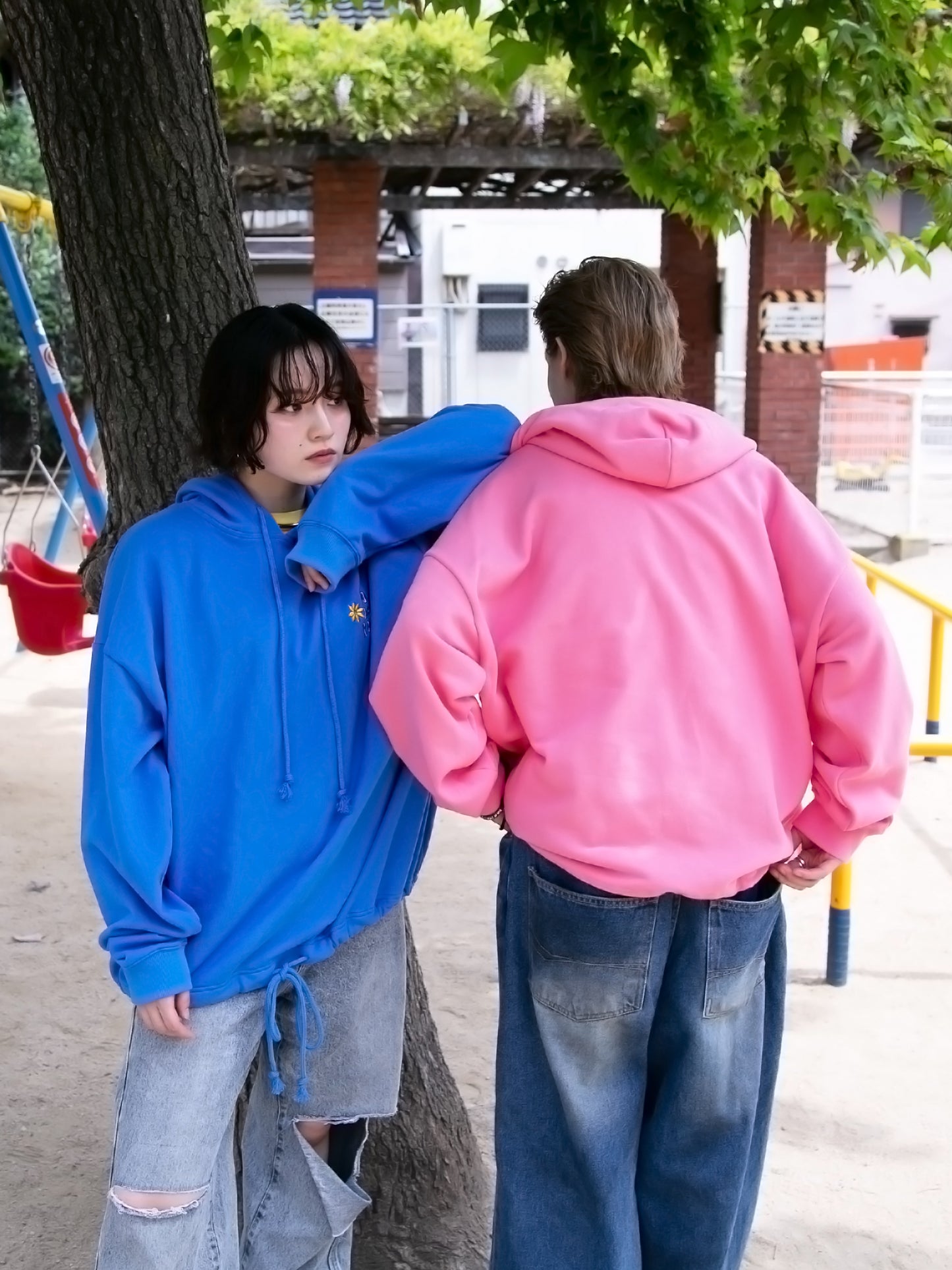 PODEROSA FLOWER LOGO HOODIE / BLUE