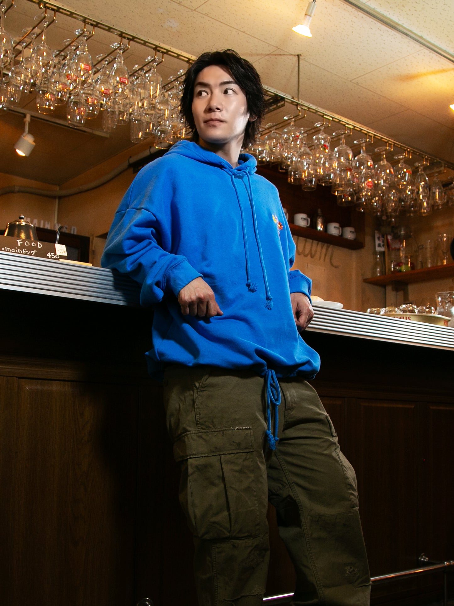 PODEROSA FLOWER LOGO HOODIE / BLUE