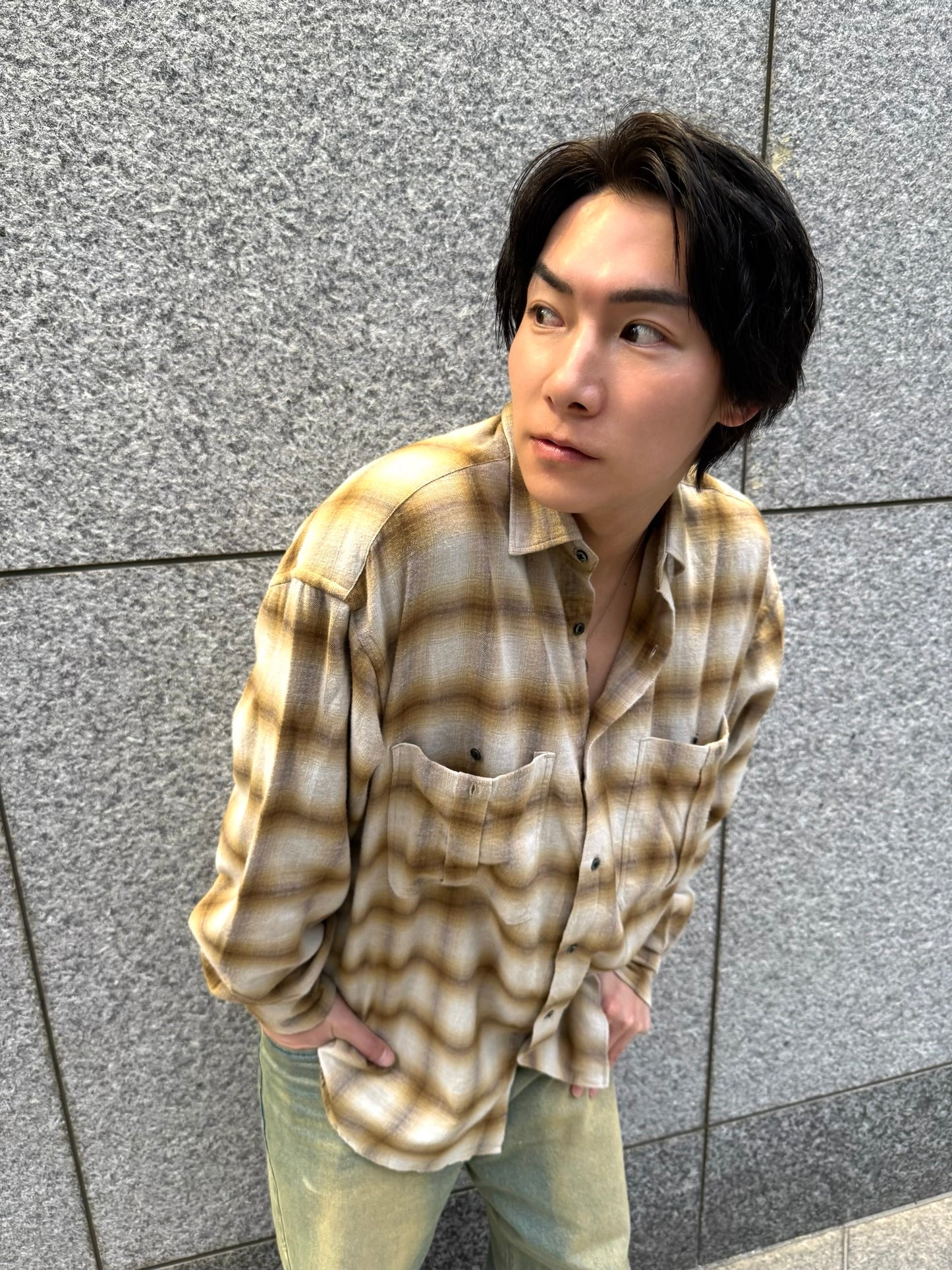 RELAXING LIFE BOX CHECK SHIRT / BEIGE