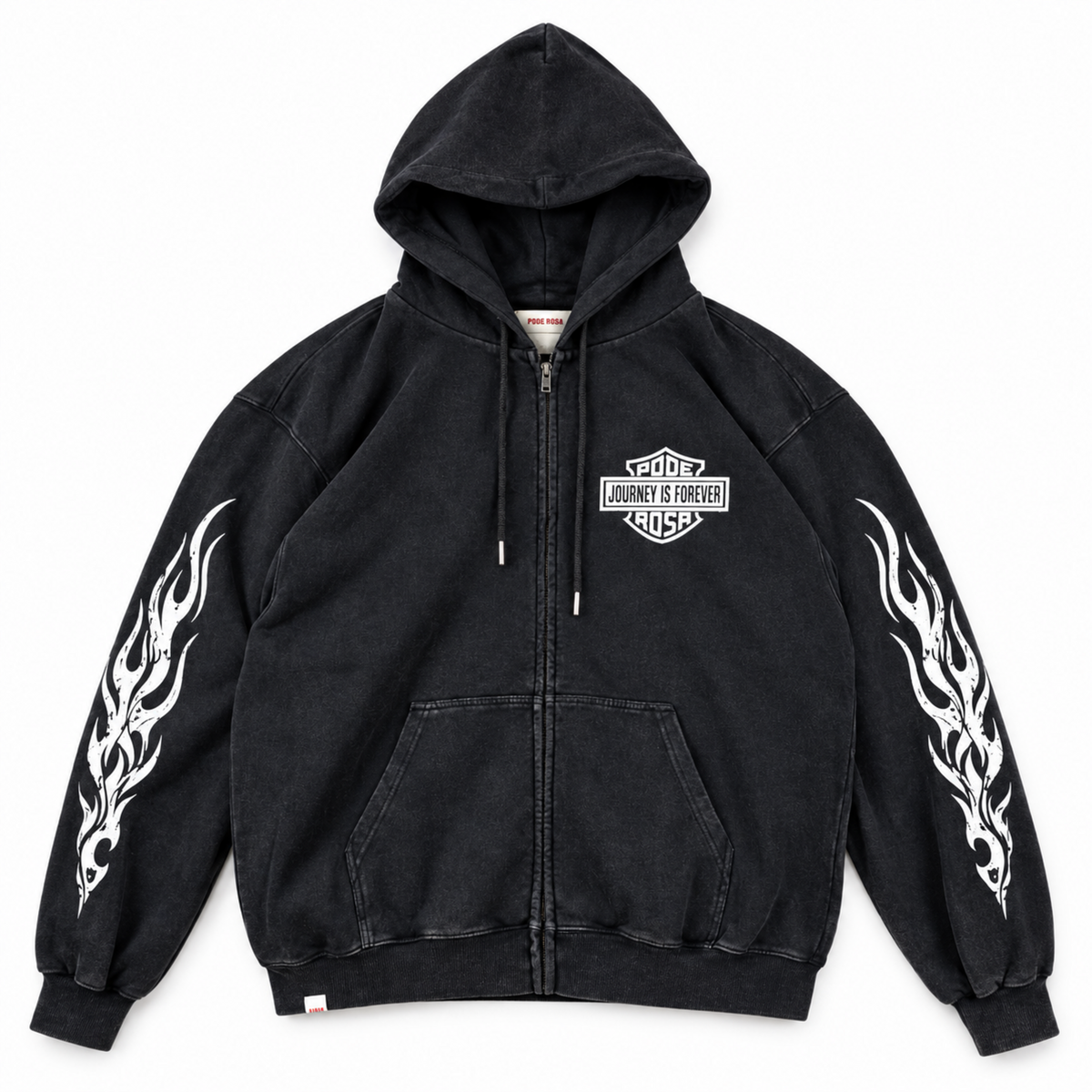 JOURNEY IS FOREVER WASH ZIP HOODIE / FADE BLACK