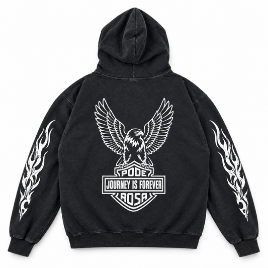 JOURNEY IS FOREVER WASH ZIP HOODIE / FADE BLACK