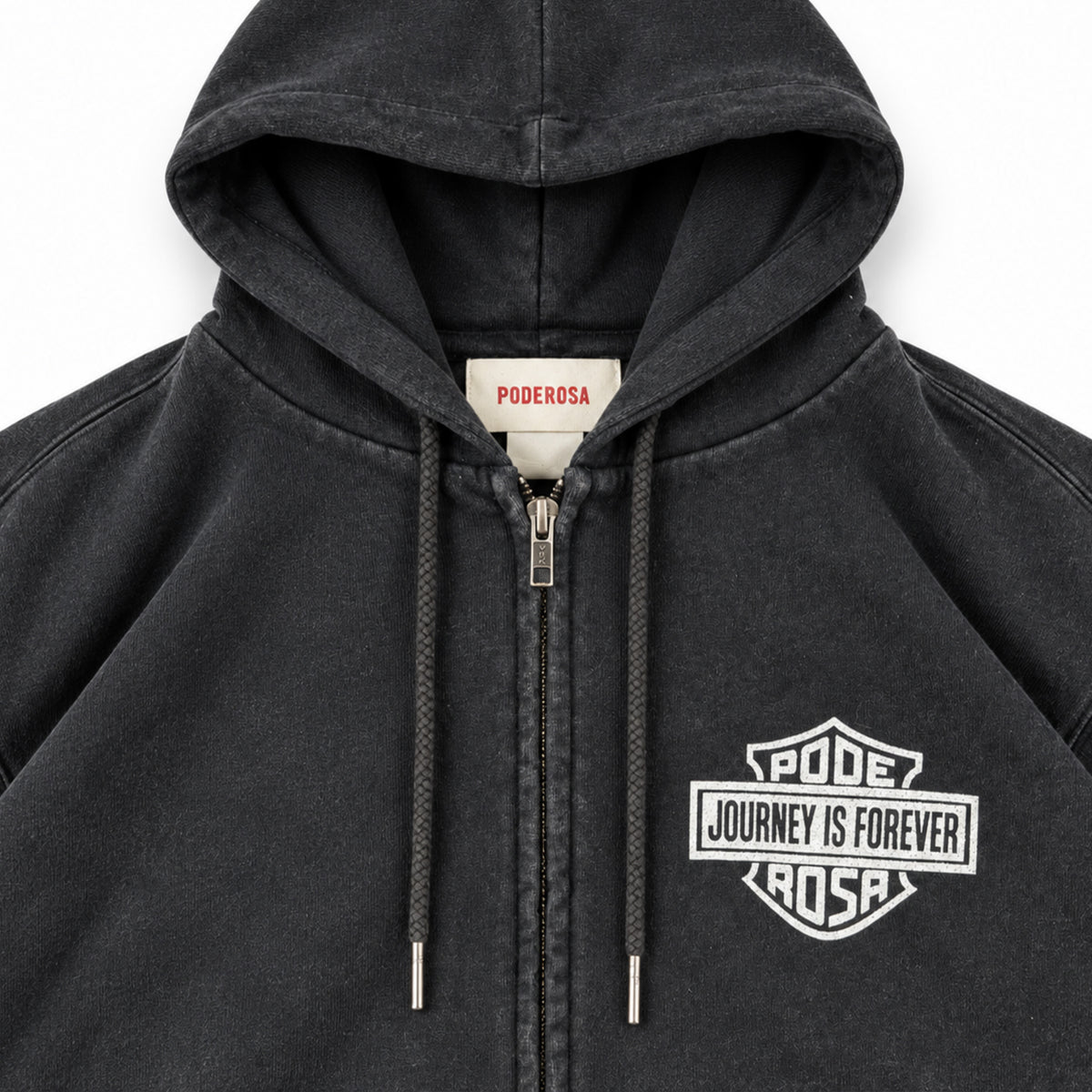 JOURNEY IS FOREVER WASH ZIP HOODIE / FADE BLACK