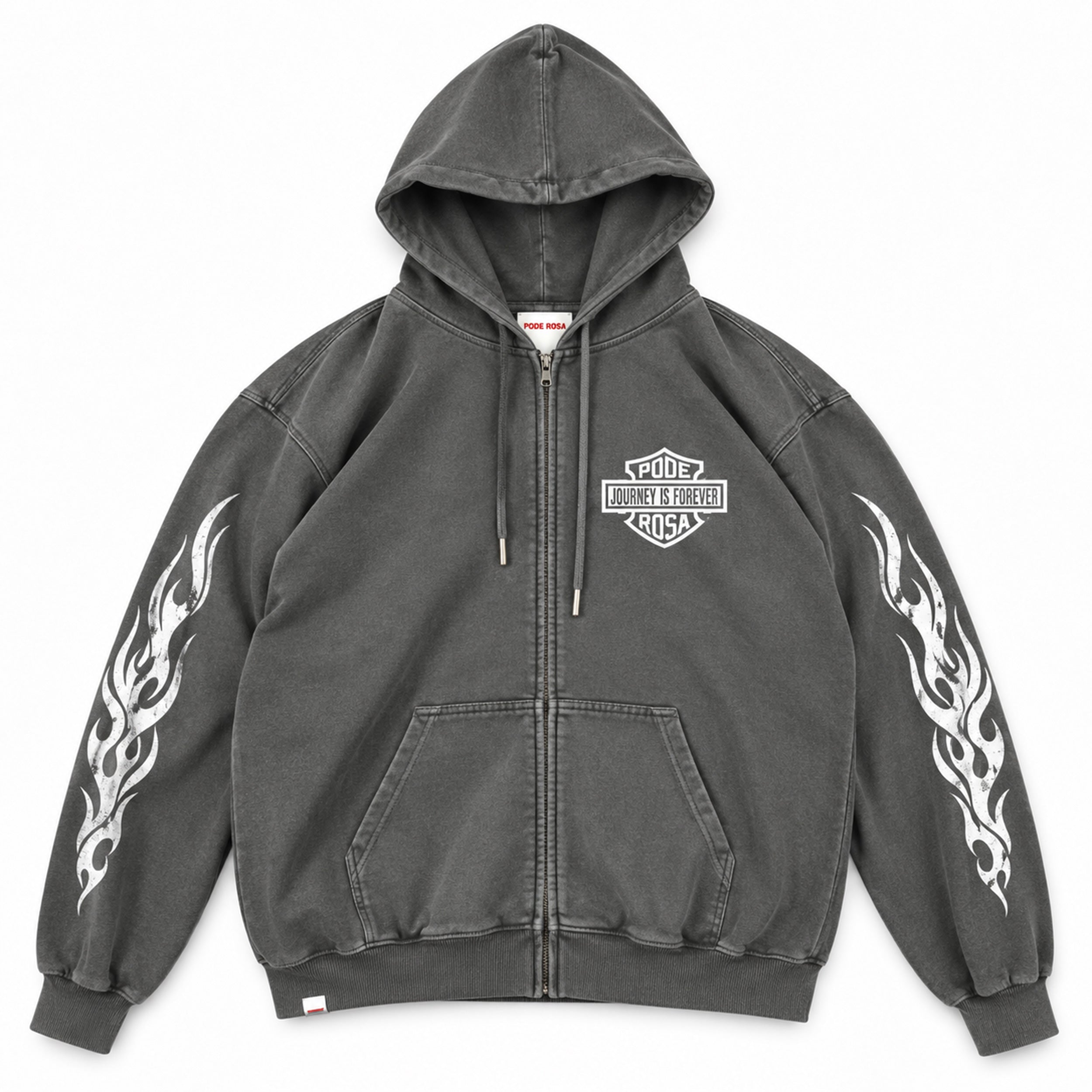 JOURNEY IS FOREVER WASH ZIP HOODIE / FADE GRAY – PODEROSA ONLINE STORE