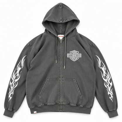 JOURNEY IS FOREVER WASH ZIP HOODIE / FADE GRAY