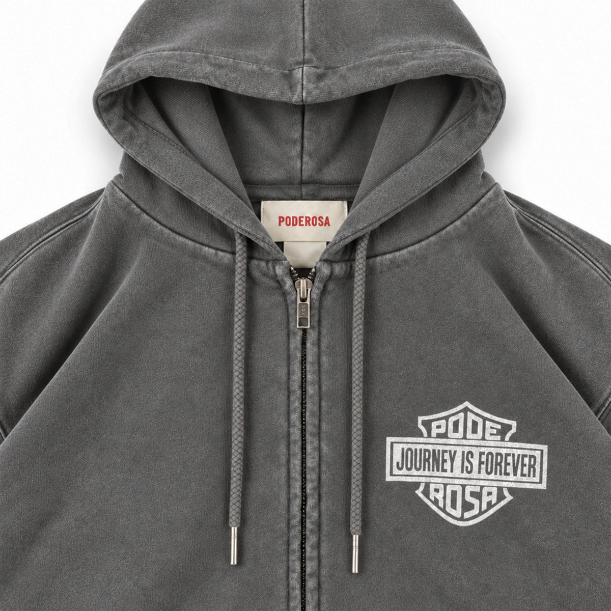 JOURNEY IS FOREVER WASH ZIP HOODIE / FADE GRAY