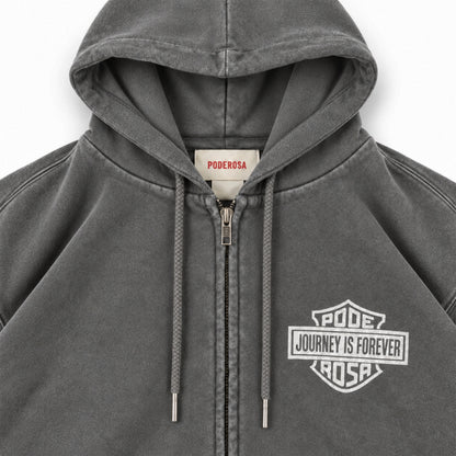 JOURNEY IS FOREVER WASH ZIP HOODIE / FADE GRAY
