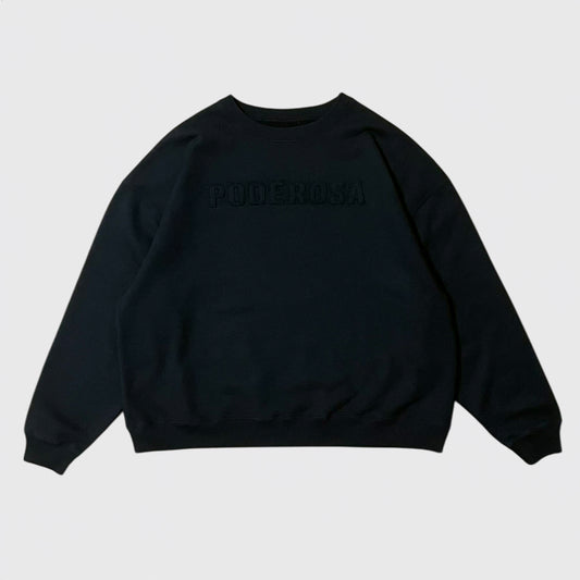 PODEROSA EMBROIDERED PATCH SWEAT SHIRT / BLACK