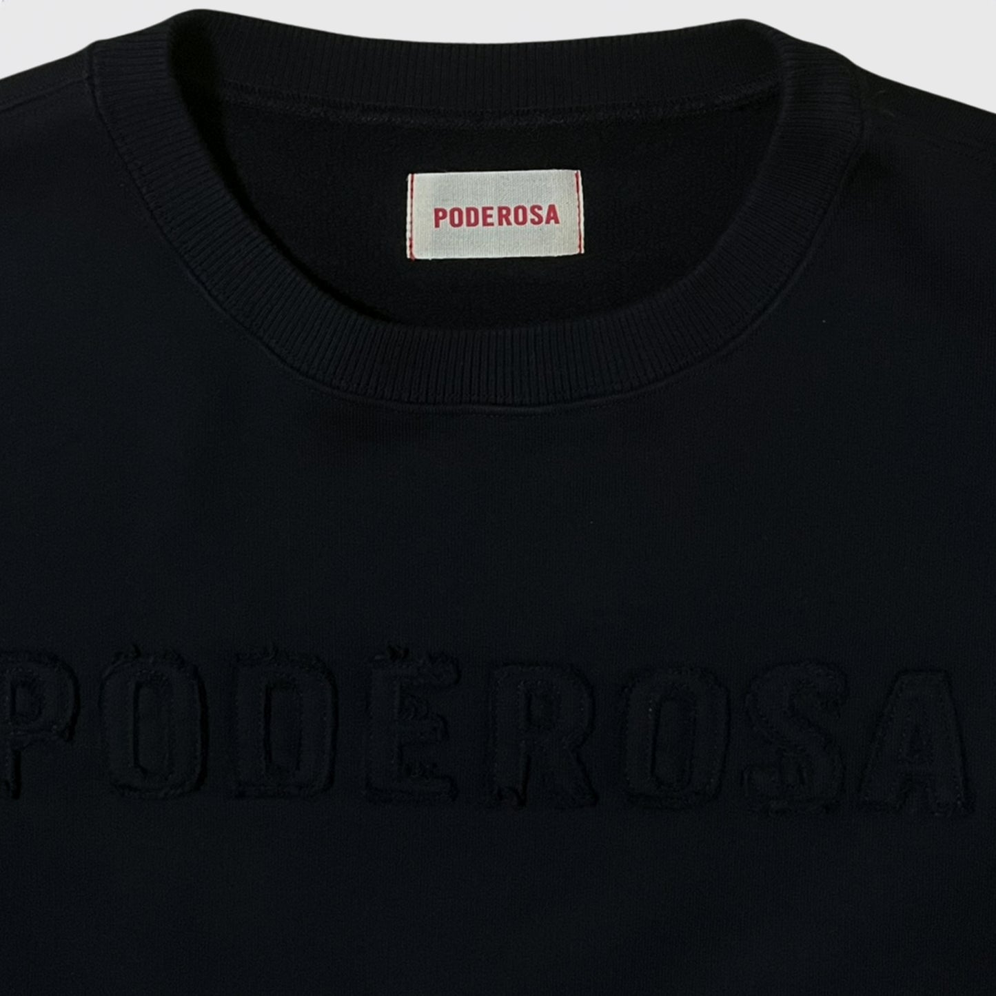 PODEROSA EMBROIDERED PATCH SWEAT SHIRT / BLACK