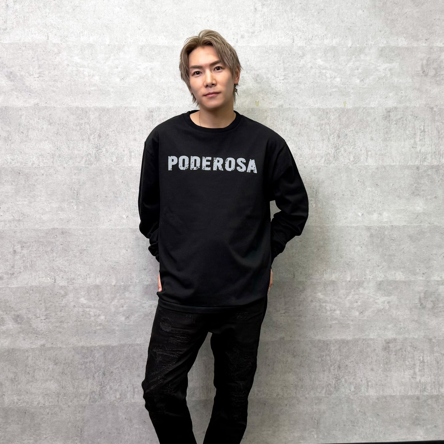 PODEROSA VELVET LOGO LS T-shirt / BLACK