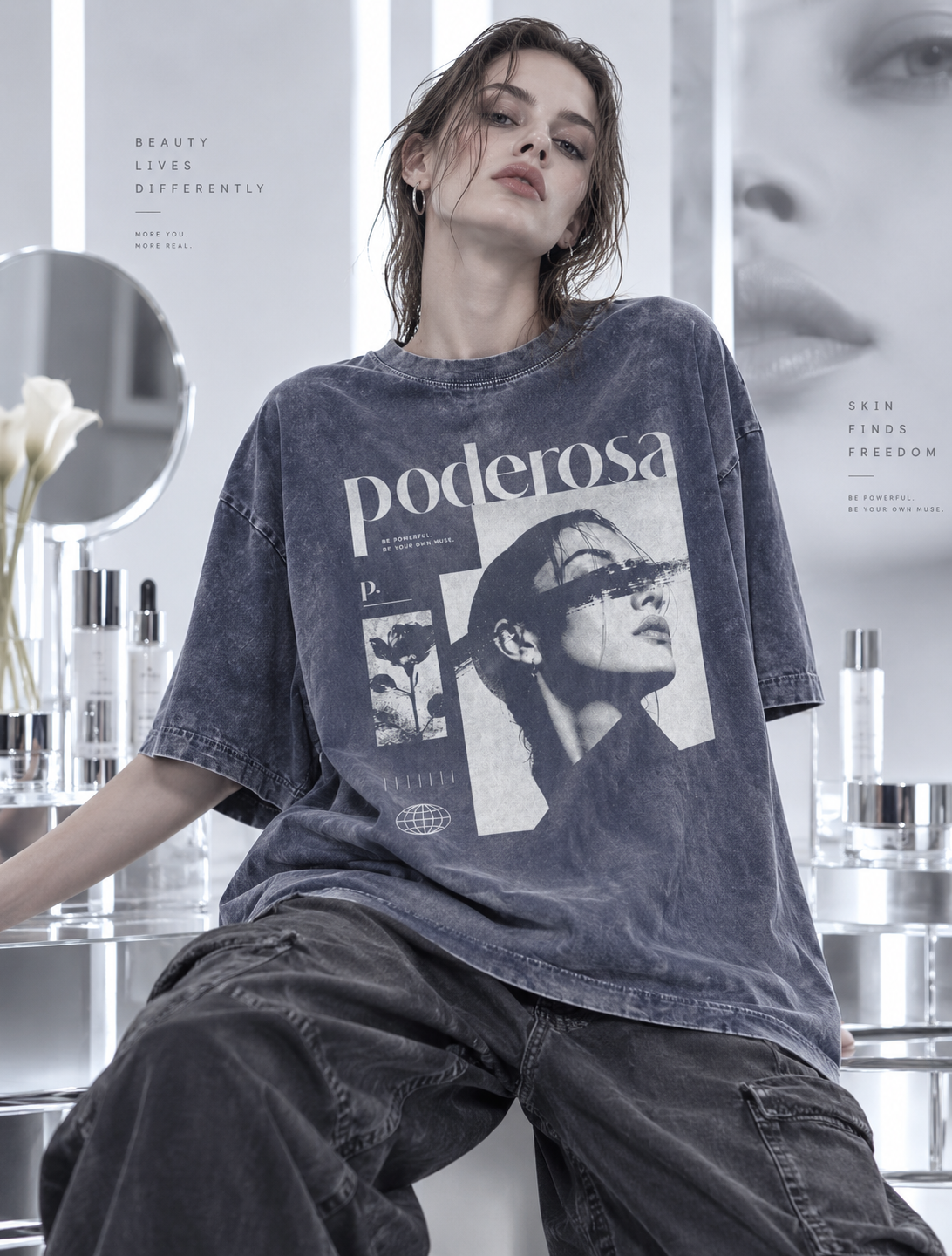 OWN MUSE WASH TEE / FADE BLUE