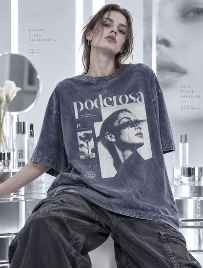 OWN MUSE WASH TEE / FADE BLUE