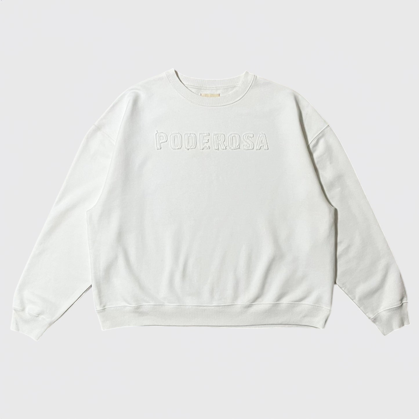 PODEROSA EMBROIDERED PATCH SWEAT SHIRT / WHITE