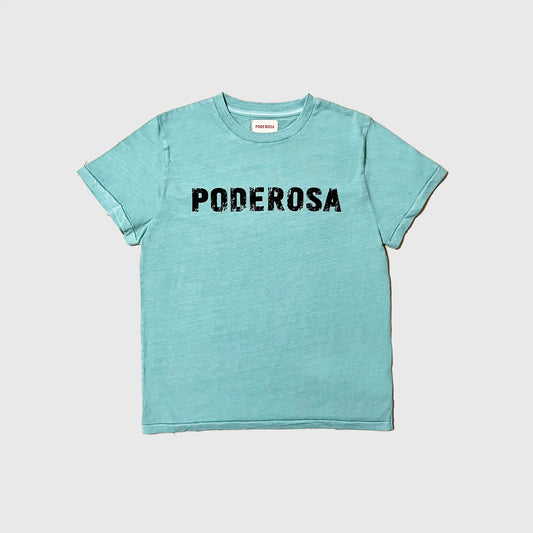 PODEROSA VELVET LOGO T-shirt / AQUA