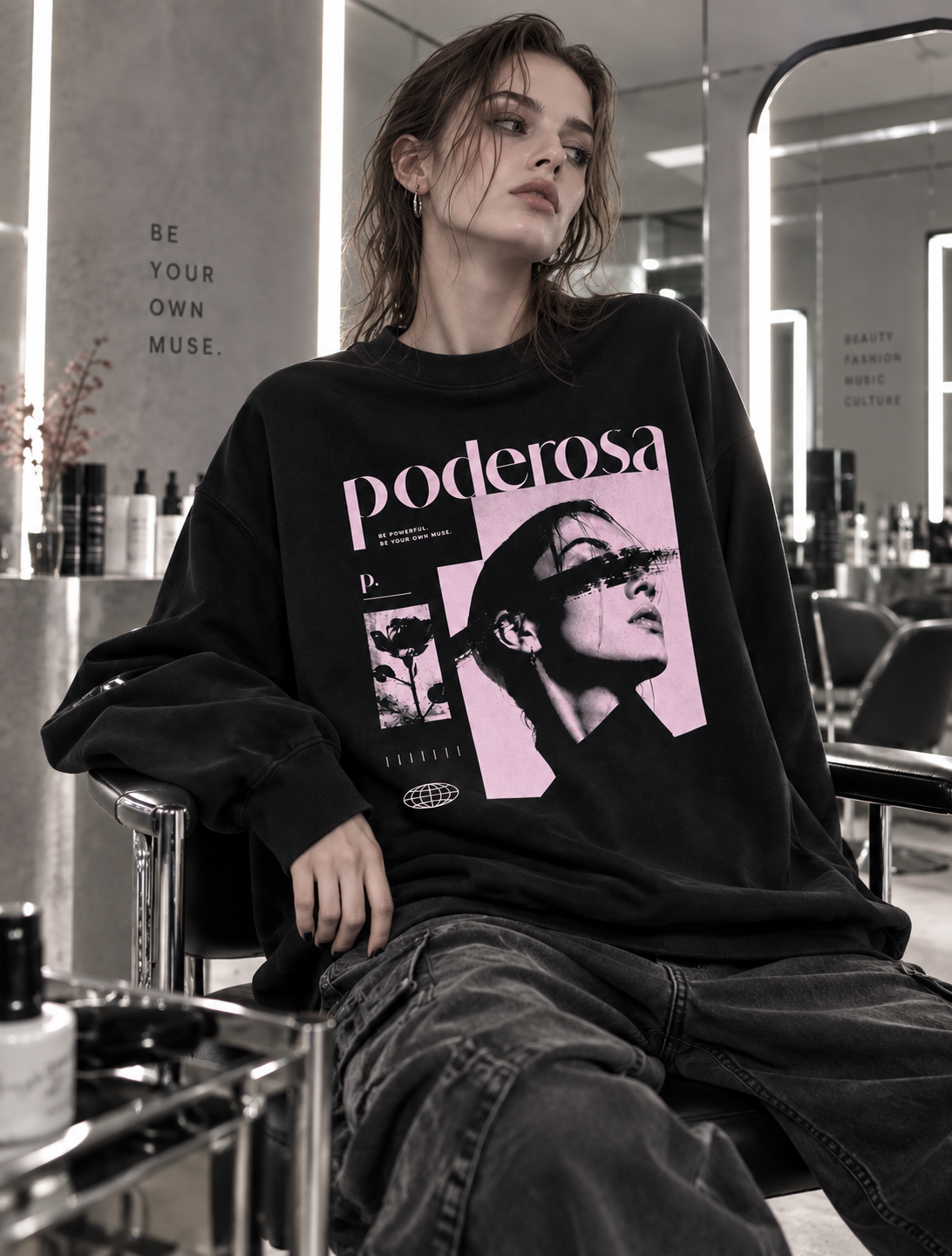 OWN MUSE CREWNECKSWEAT / BLACK