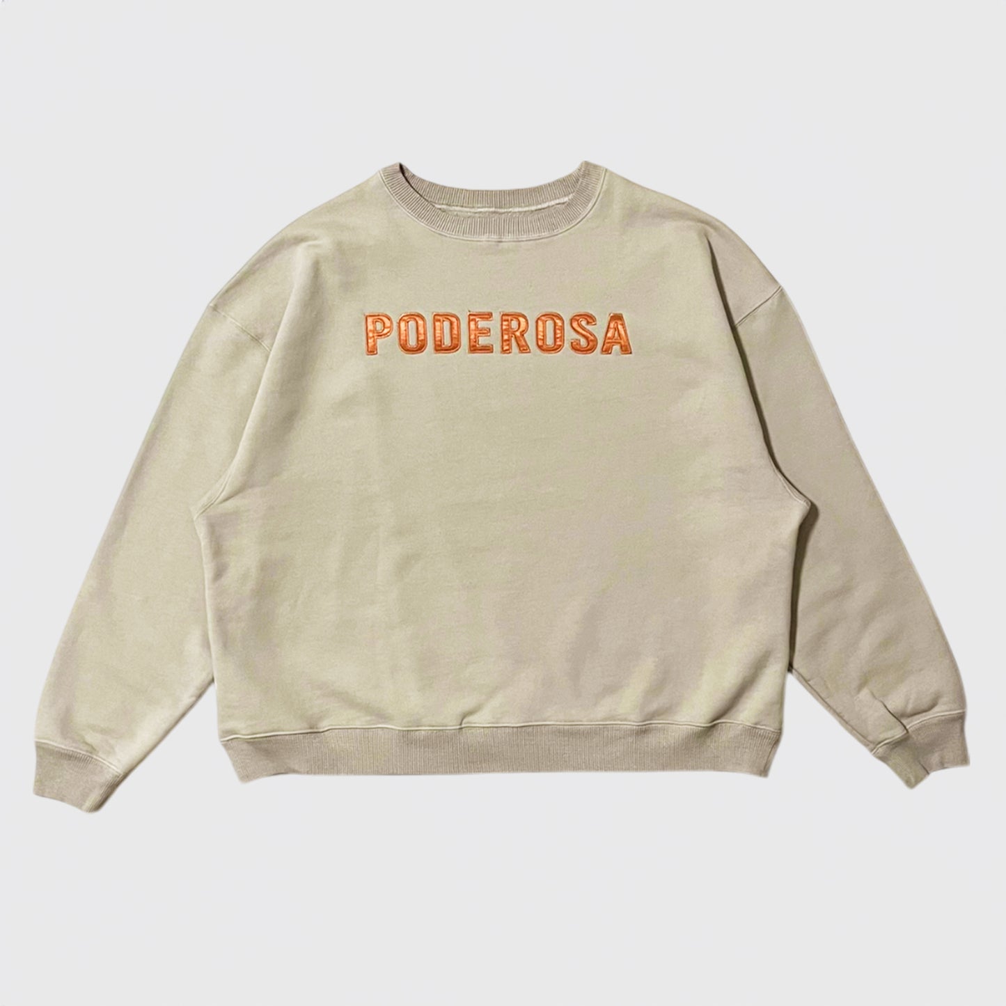 PODEROSA EMBROIDERED PATCH SWEAT SHIRT / BEIGE