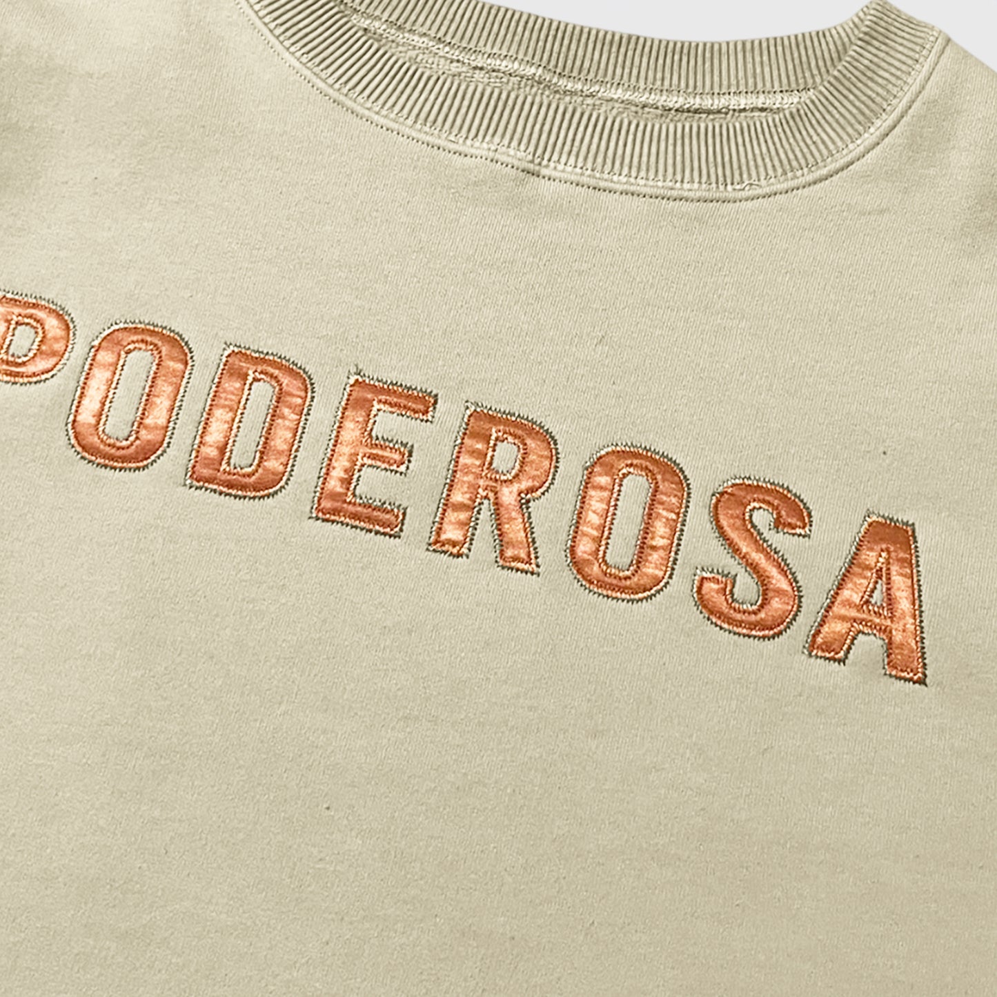 PODEROSA EMBROIDERED PATCH SWEAT SHIRT / BEIGE