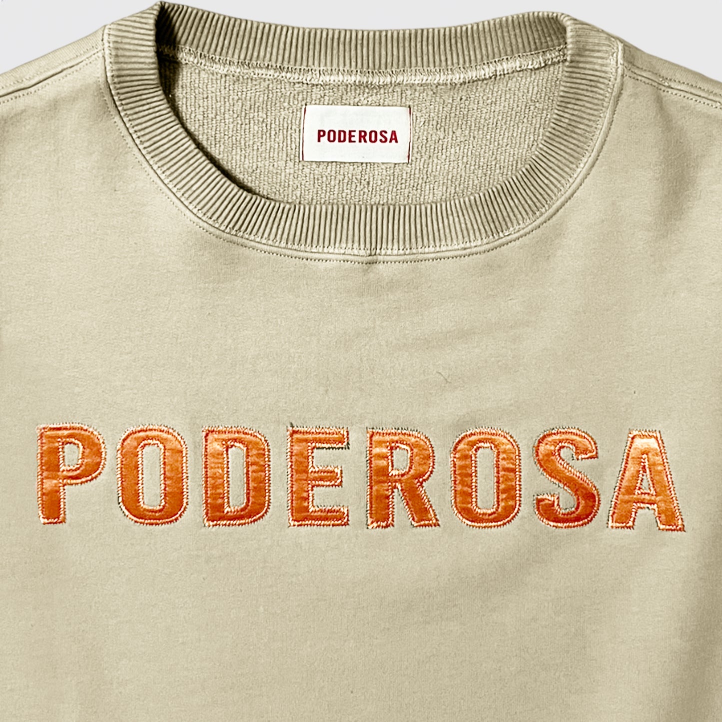 PODEROSA EMBROIDERED PATCH SWEAT SHIRT / BEIGE