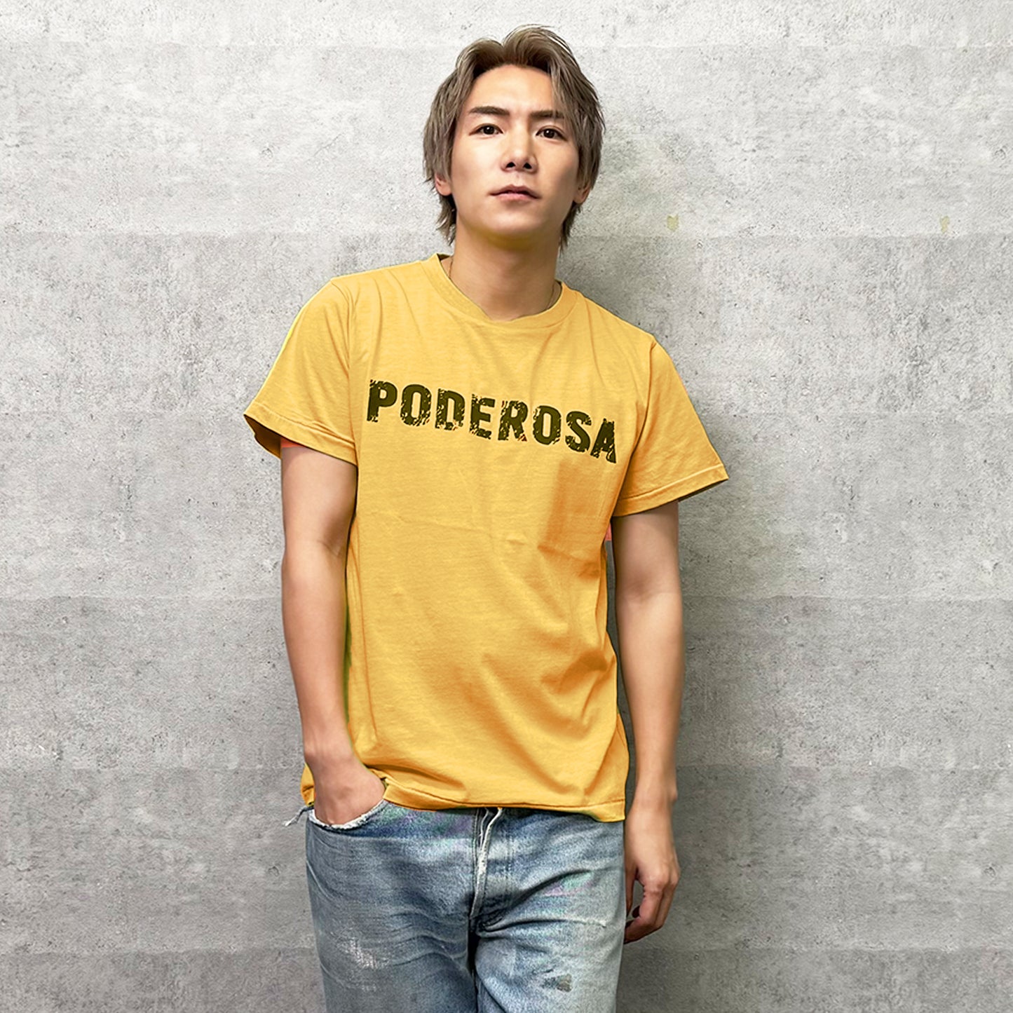 PODEROSA VELVET LOGO T-shirt / YELLOW