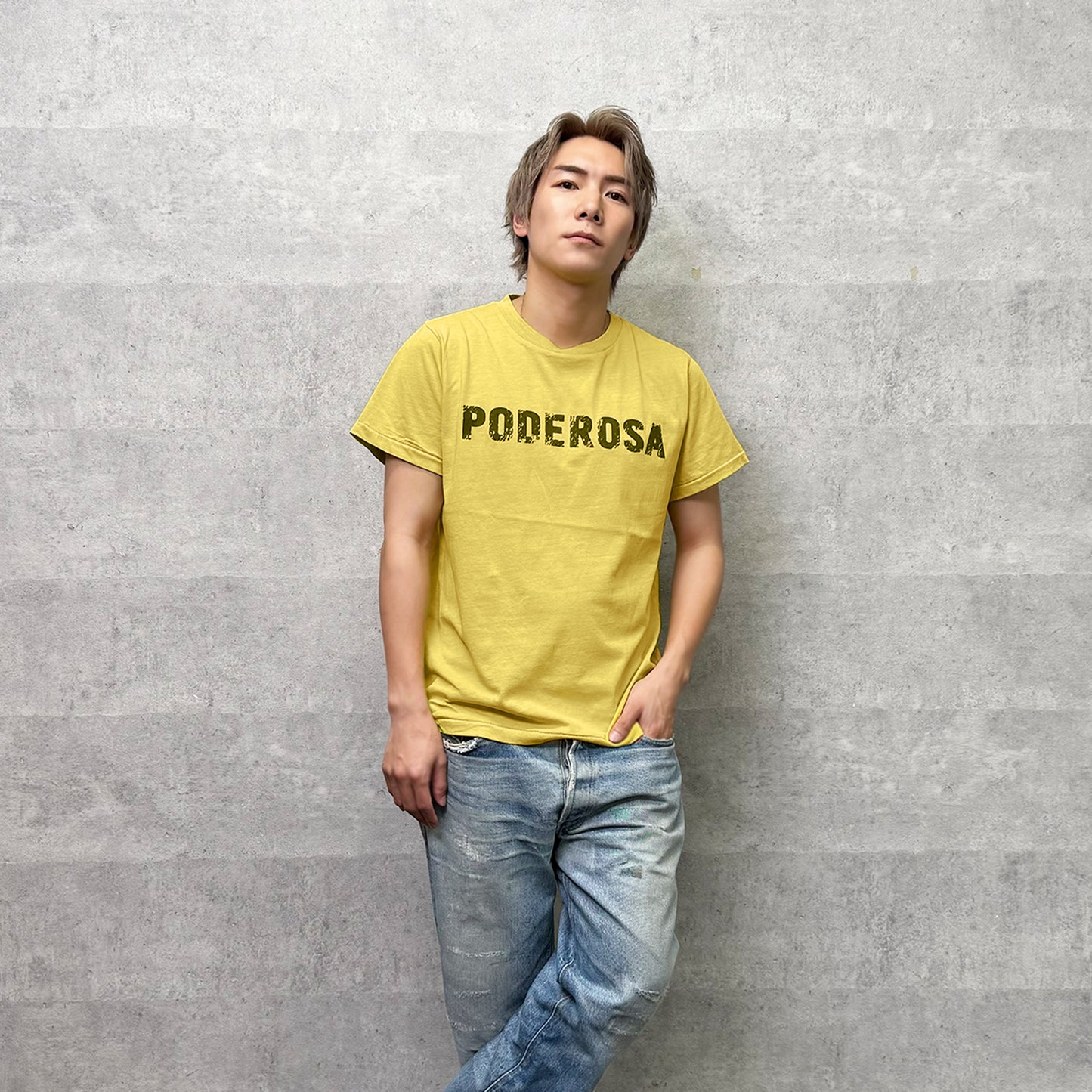 PODEROSA VELVET LOGO T-shirt / YELLOW