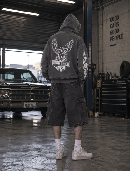 JOURNEY IS FOREVER WASH ZIP HOODIE / FADE GRAY
