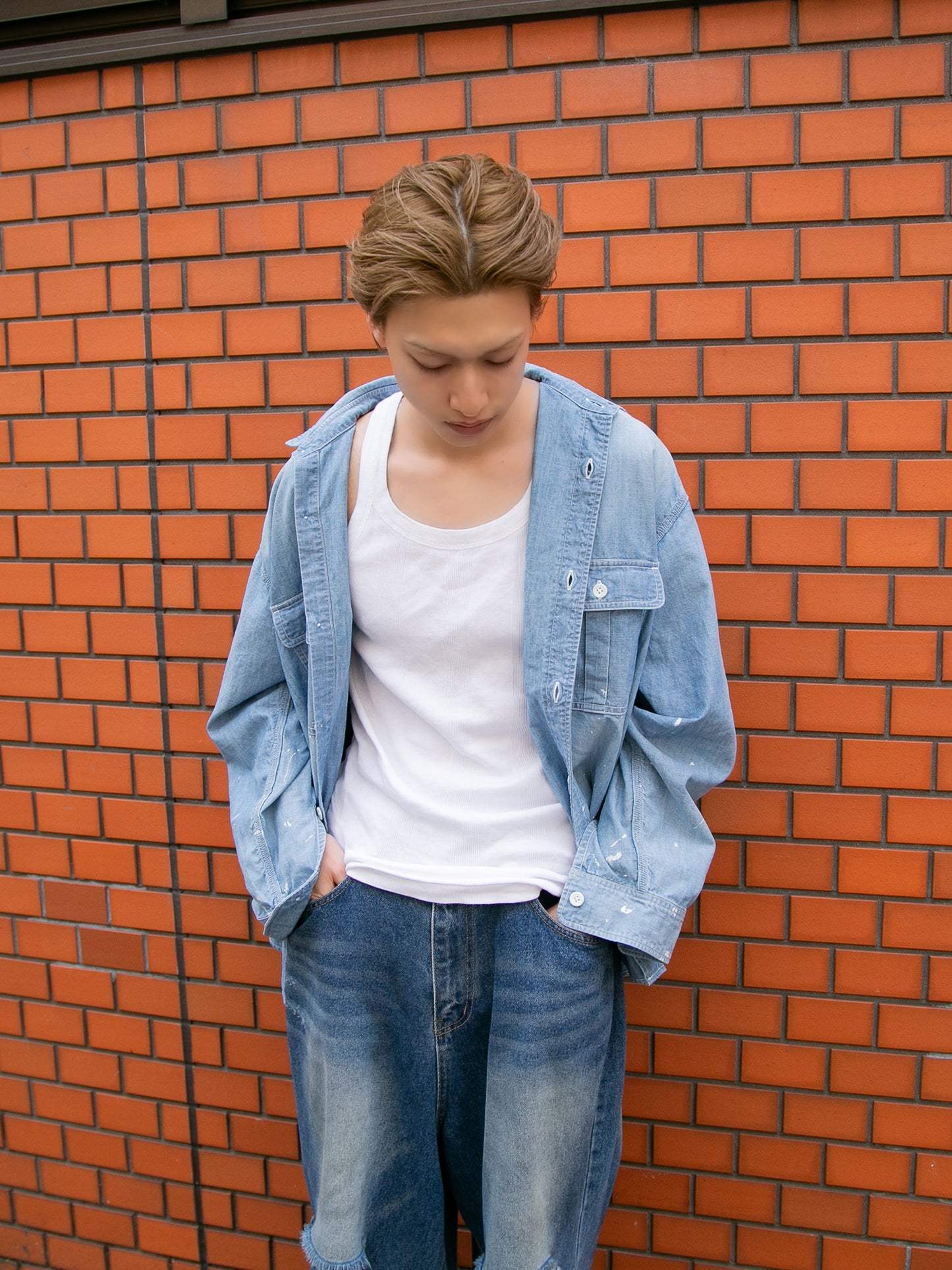 U.S.NAVY CHAMBRAY BIG SHIRT / NAVY