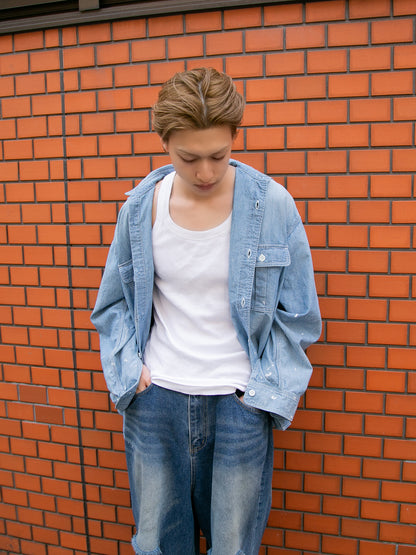 U.S.NAVY CHAMBRAY BIG SHIRT / NAVY