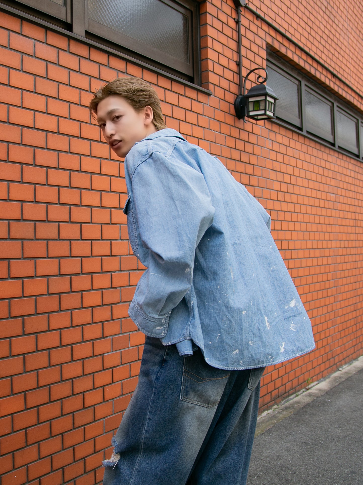 U.S.NAVY CHAMBRAY BIG SHIRT / NAVY