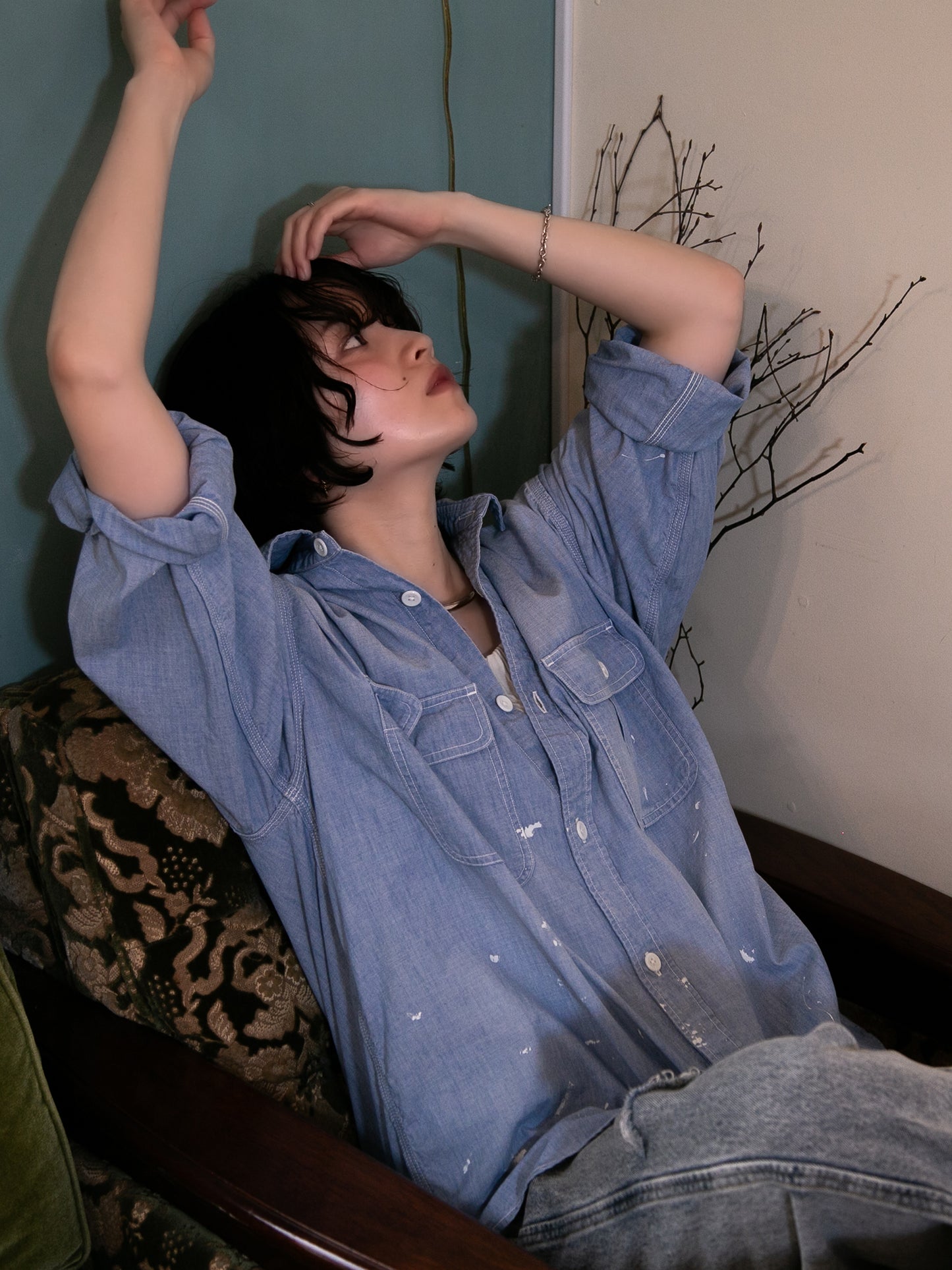 U.S.NAVY CHAMBRAY BIG SHIRT / NAVY