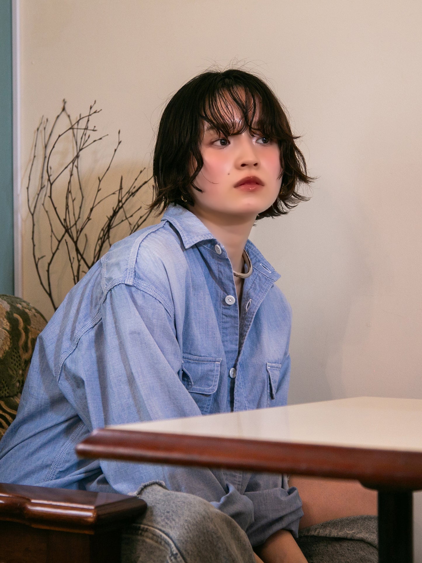 U.S.NAVY CHAMBRAY BIG SHIRT / NAVY