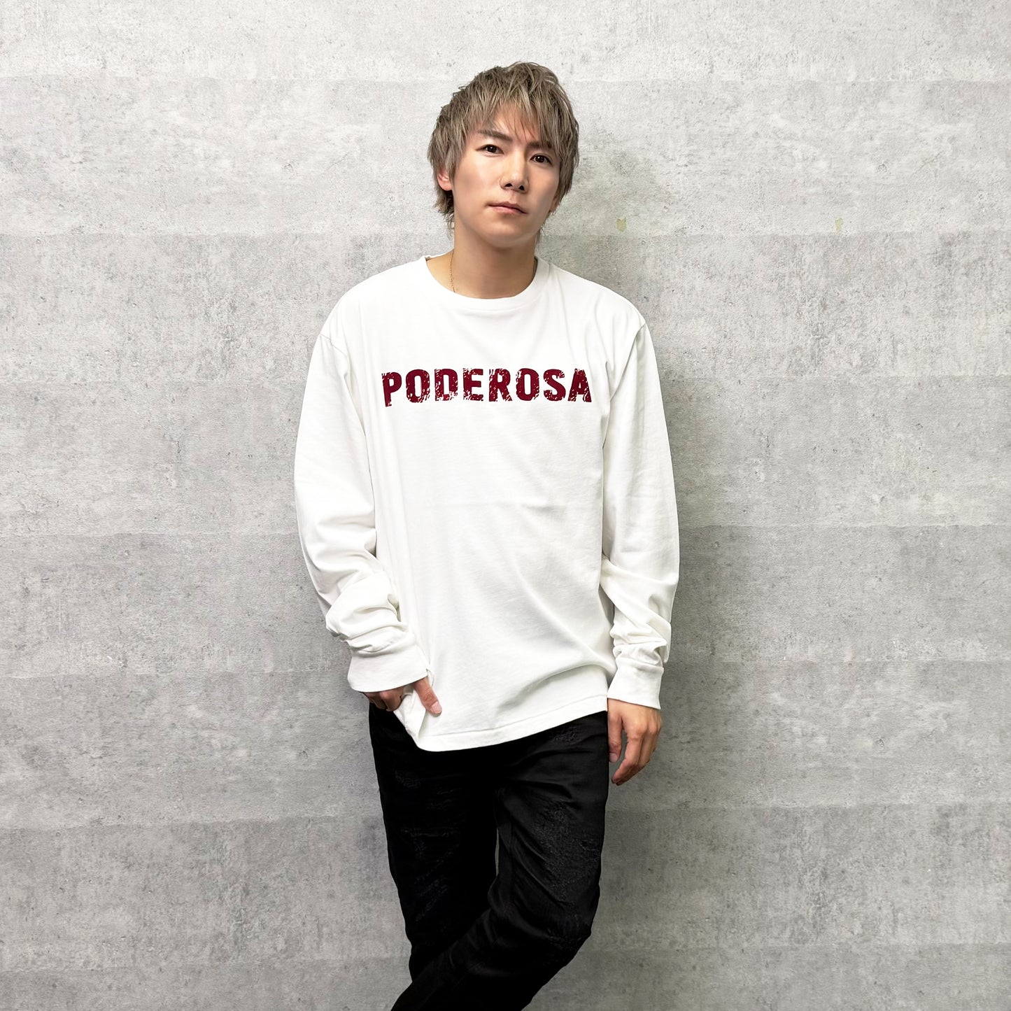 PODEROSA VELVET LOGO LS T-shirt / OFF WHITE