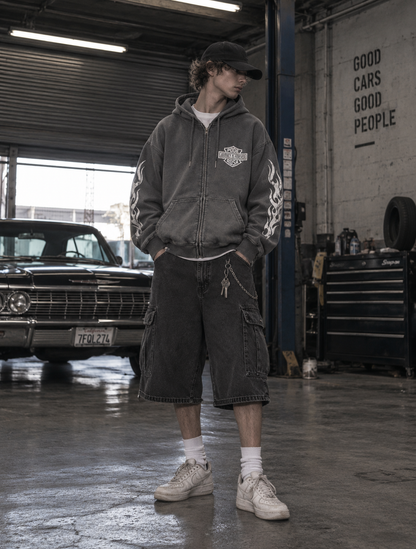 JOURNEY IS FOREVER WASH ZIP HOODIE / FADE GRAY