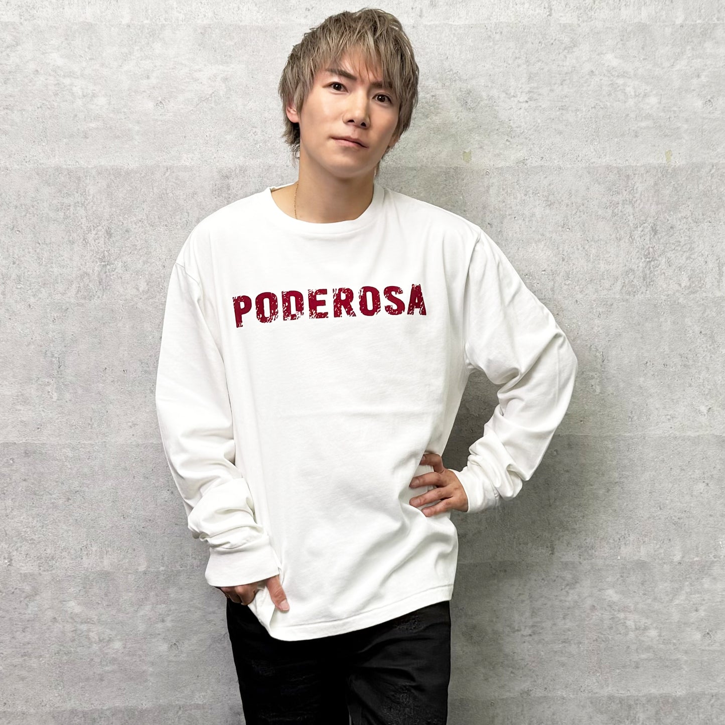 PODEROSA VELVET LOGO LS T-shirt / OFF WHITE