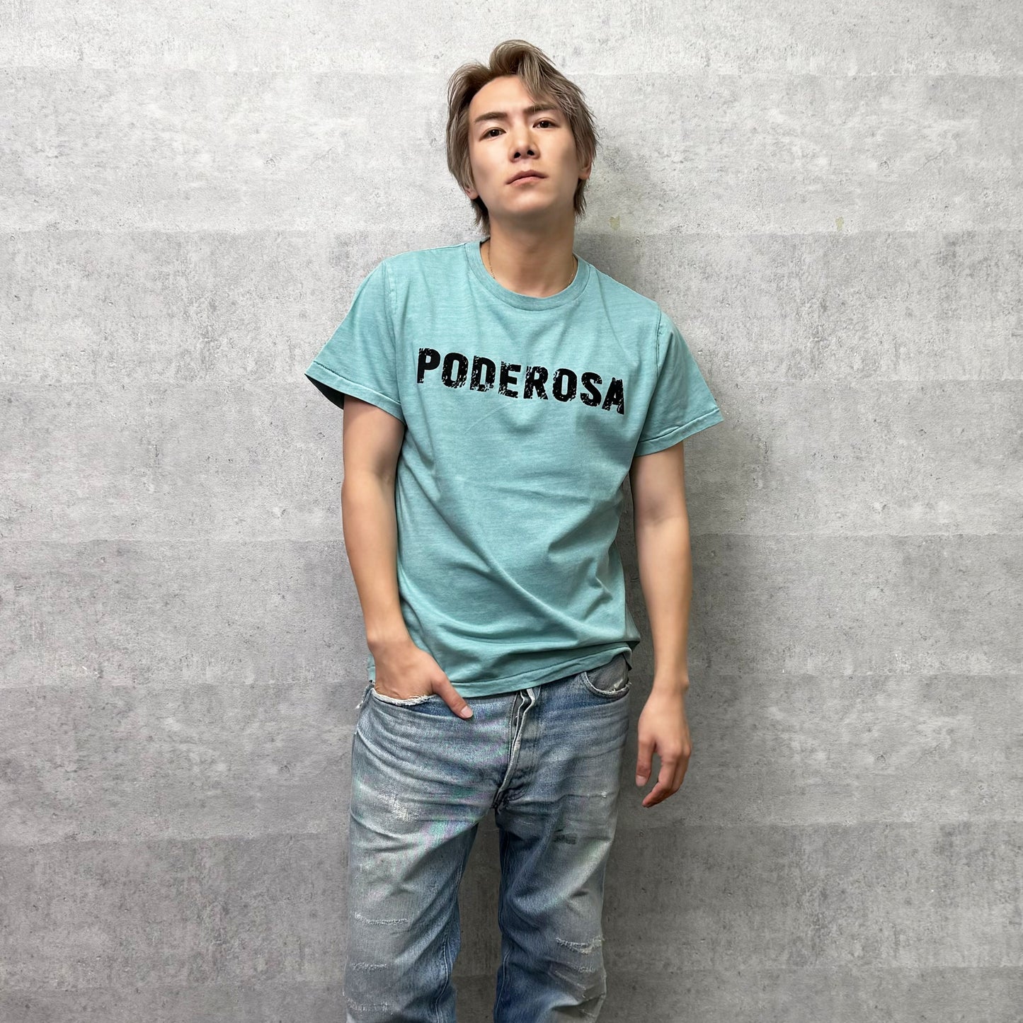 PODEROSA VELVET LOGO T-shirt / AQUA