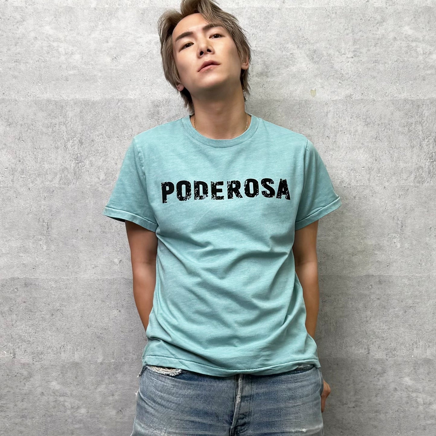 PODEROSA VELVET LOGO T-shirt / AQUA