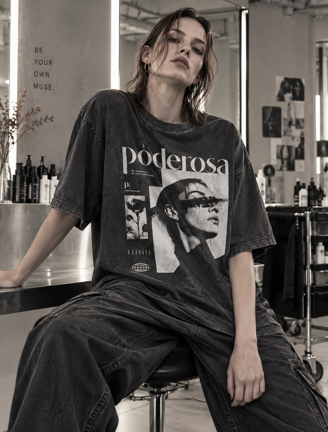OWN MUSE WASH TEE / FADE BLACK
