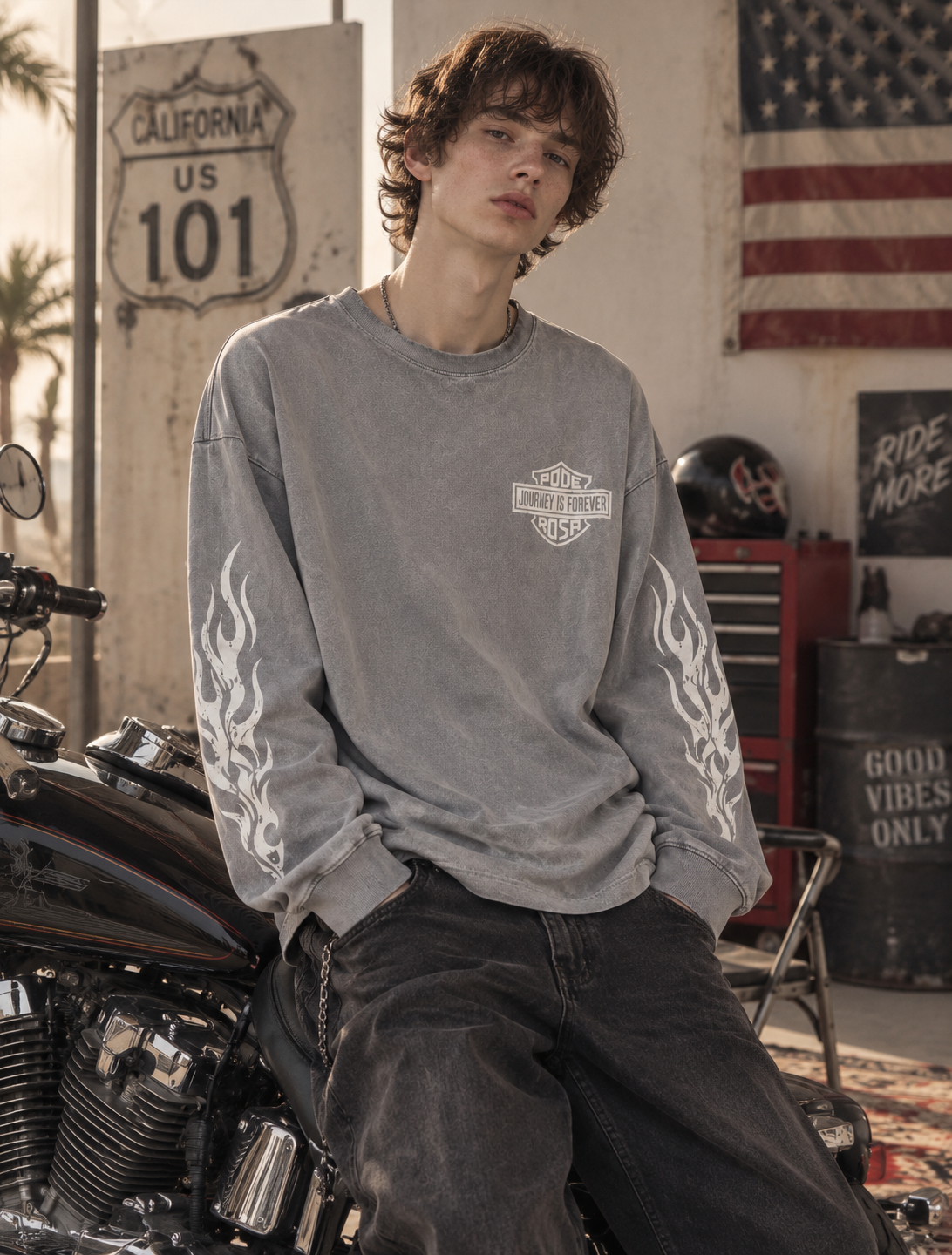 JOURNEY IS FOREVER WASH LONGSLEEVE / FADE GRAY